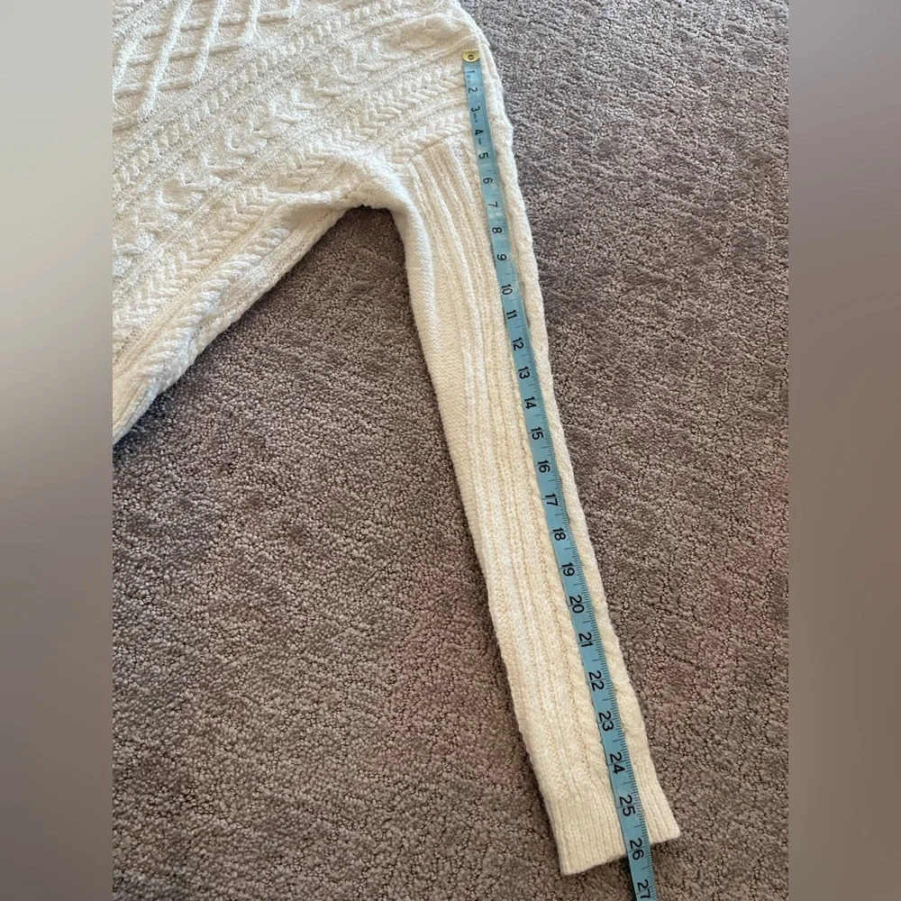 J. Crew Women's Cream/White Cable Knit Sweater, Mock Neck, Long Sleeve, Size XS